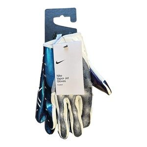 NIKE Vapor Jet Receiver Football Gloves White Purple Iridescent Size Medium NEW